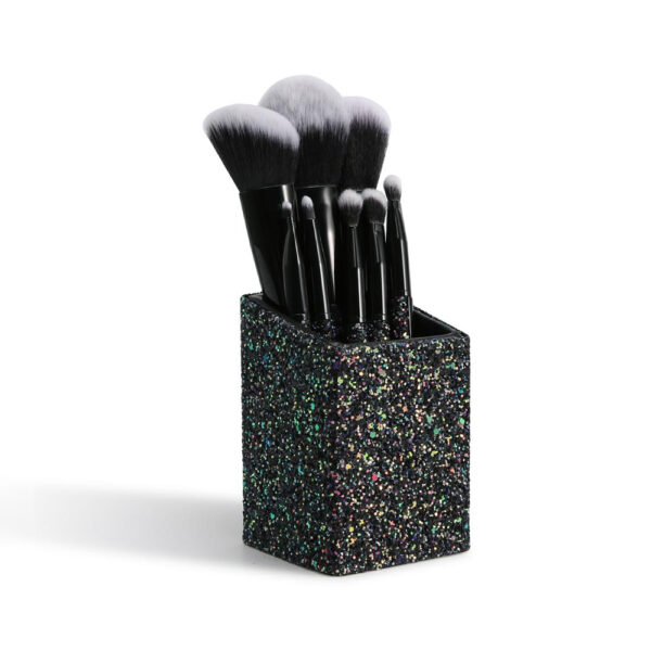 8 Pieces Sparkle Brush Set With Holder, Black