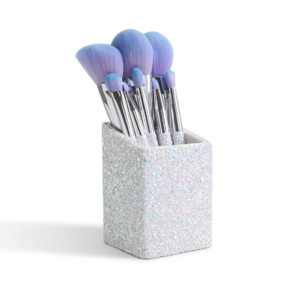 8 Pieces Sparkle Brush Set With Holder, White